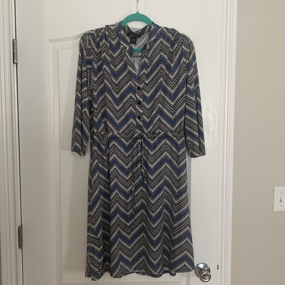 Blue and black chevron dress.
